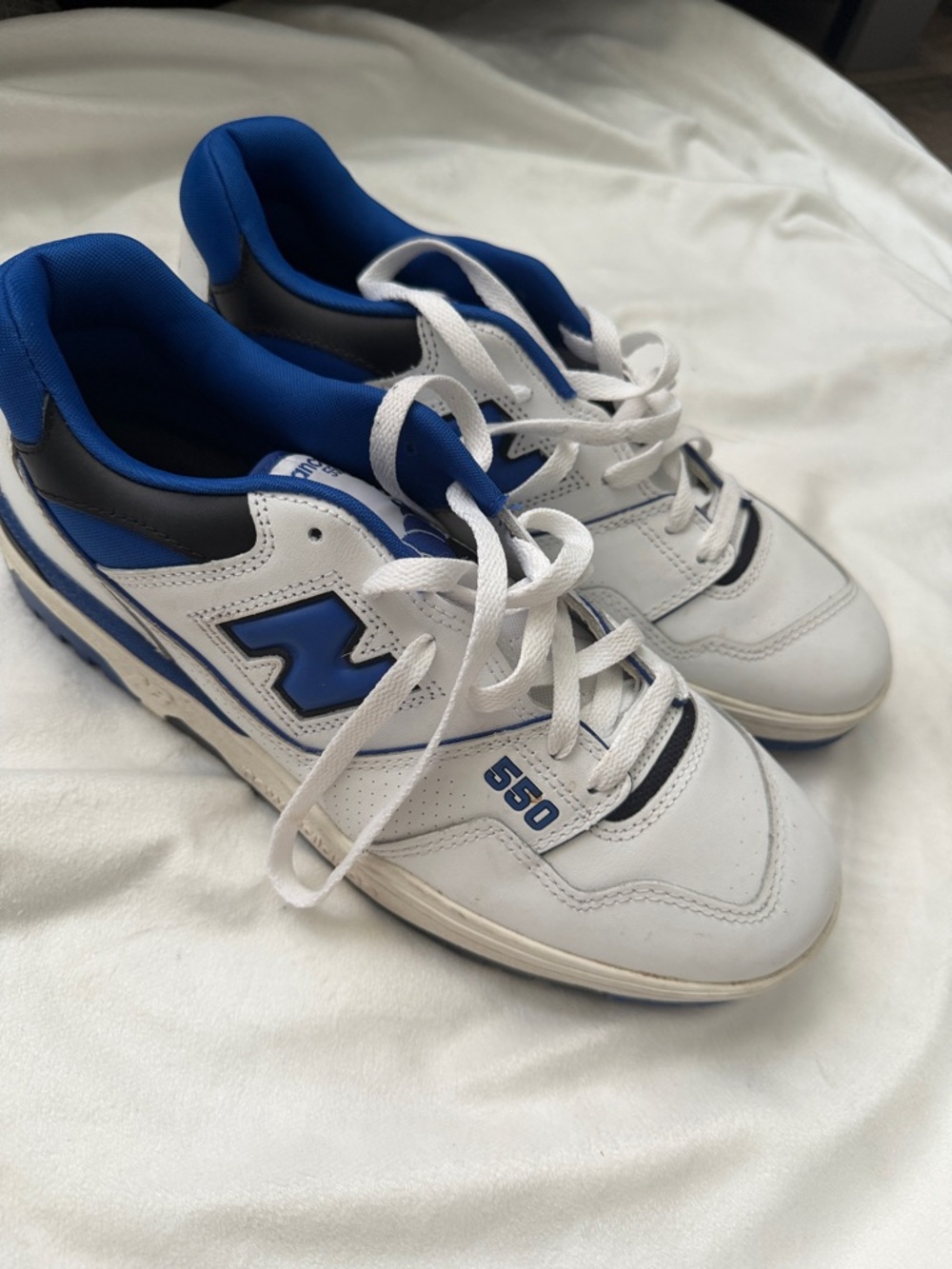 New Balance 550 White and Blue Low-Top Sneakers